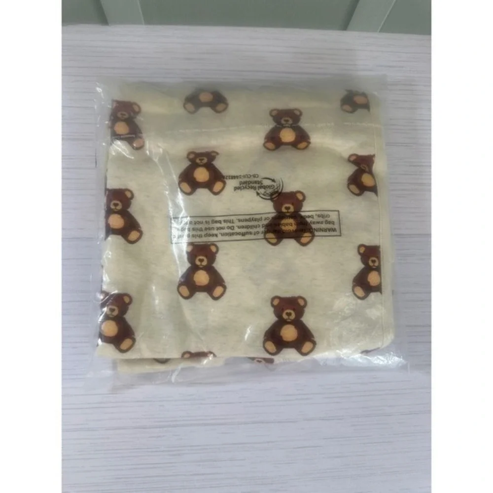Monica + Andy Baby 3-6 Months Cuddle 5pc Set Teddy Bear Organic Cotton Cream